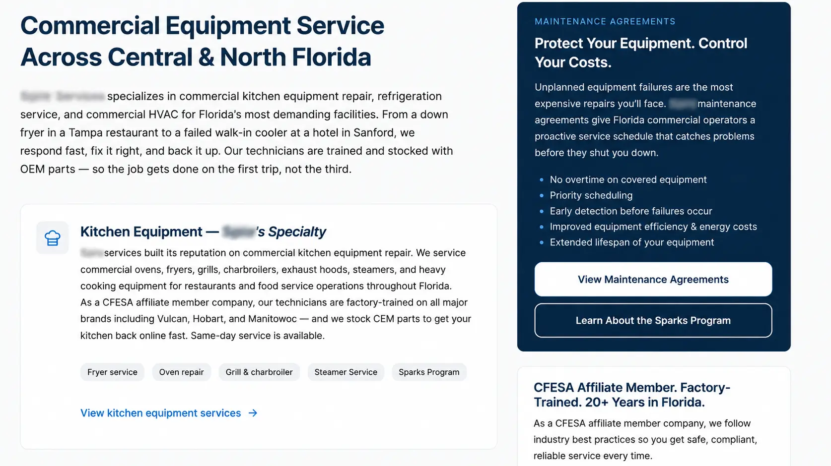 Anonymized multi-service commercial website project